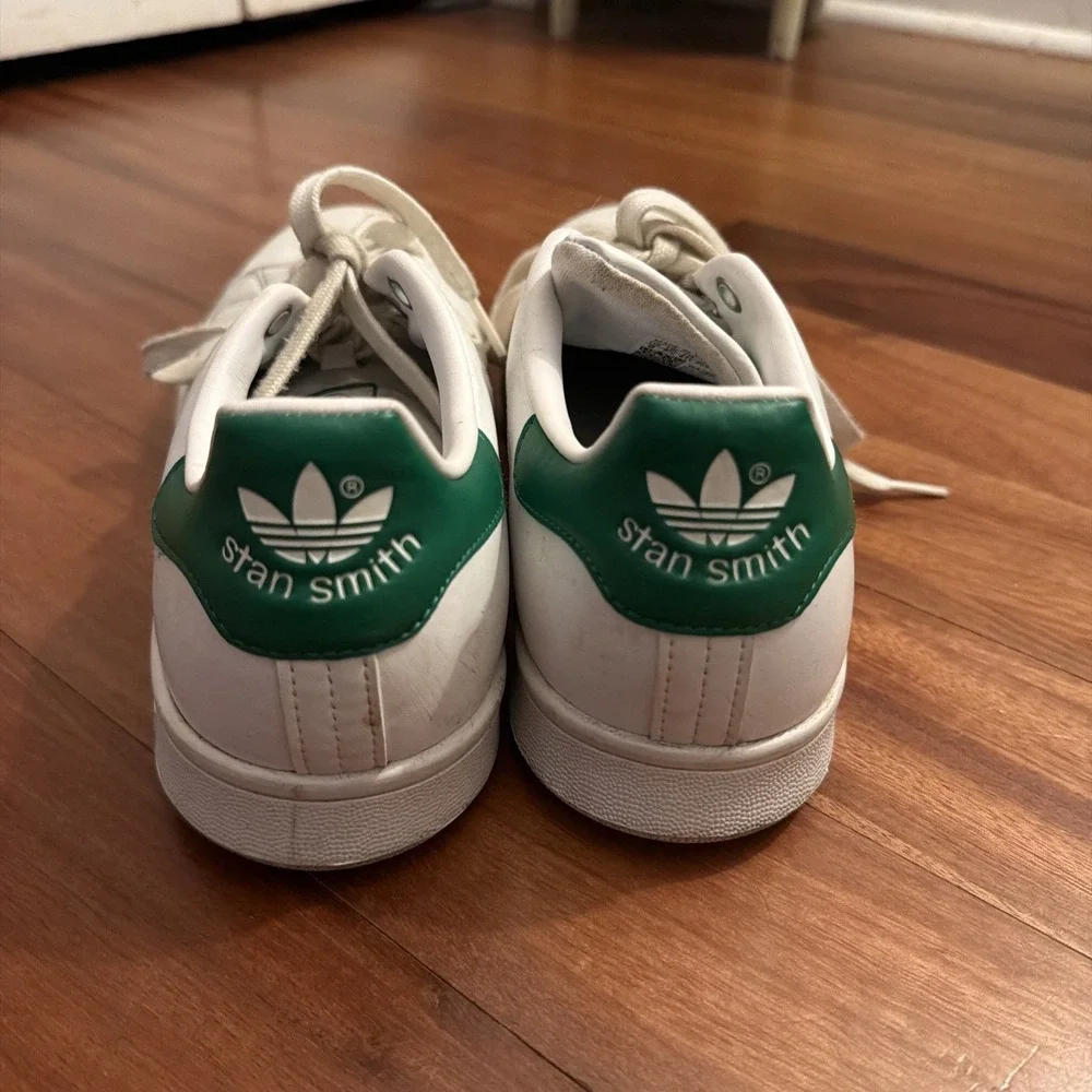 Adidas Stan Smith Men's Lux Shoes US9 UK 7.5 Cloud White Collegiate Green Used